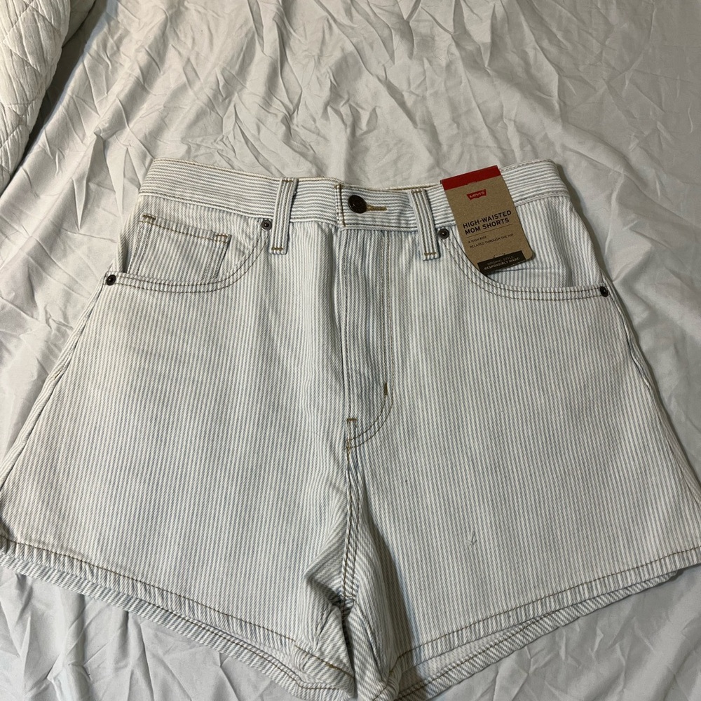 Levi's White High Waist Denim Shorts